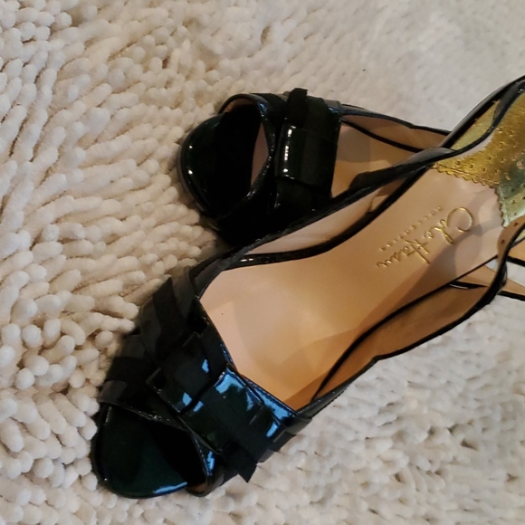 Cole Haan Nike Air Black Patent Open Toe Sling Bac - Picture 5 of 9